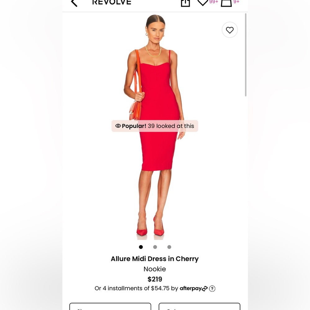 NWT! NOOKIE Allure Midi Dress (Revolve) CHERRY
